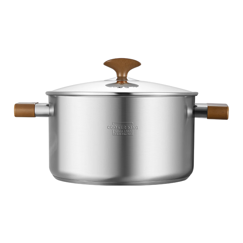 COOKER KING 316L Stainless Steel Soup Pot Baby Food Supplement Pot Stew Pot Steamer Double Handle Porridge and Noodle Cooking Pot 24cm