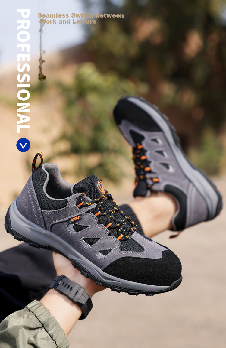 Lanoudun Safety Shoes for Men, Electrician Insulated 10KV, Non-Slip, Anti-Smashing, Puncture-Resistant, Comfortable, Breathable Work Boots D206GY Size 44 14