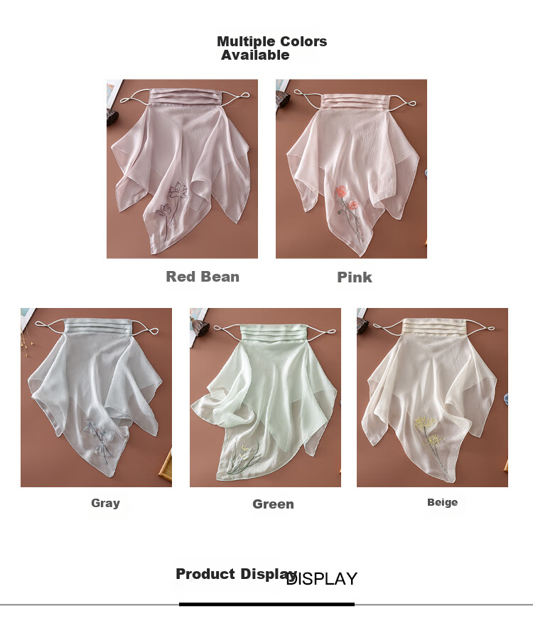 Shanghai Gushi Sun Protection Face Mask for Women, Silk Mulberry Silk Face Covering, Sun-Blocking Neck Guard with Velcro, Tulle Mother's Day Birthday Gift 20