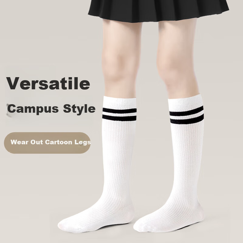 Barbie Children's Mid-Calf Socks, Girls' Thin Mesh Long Socks, Spring And Autumn Half-Calf Socks, Kids' Cotton Socks, Preppy Style