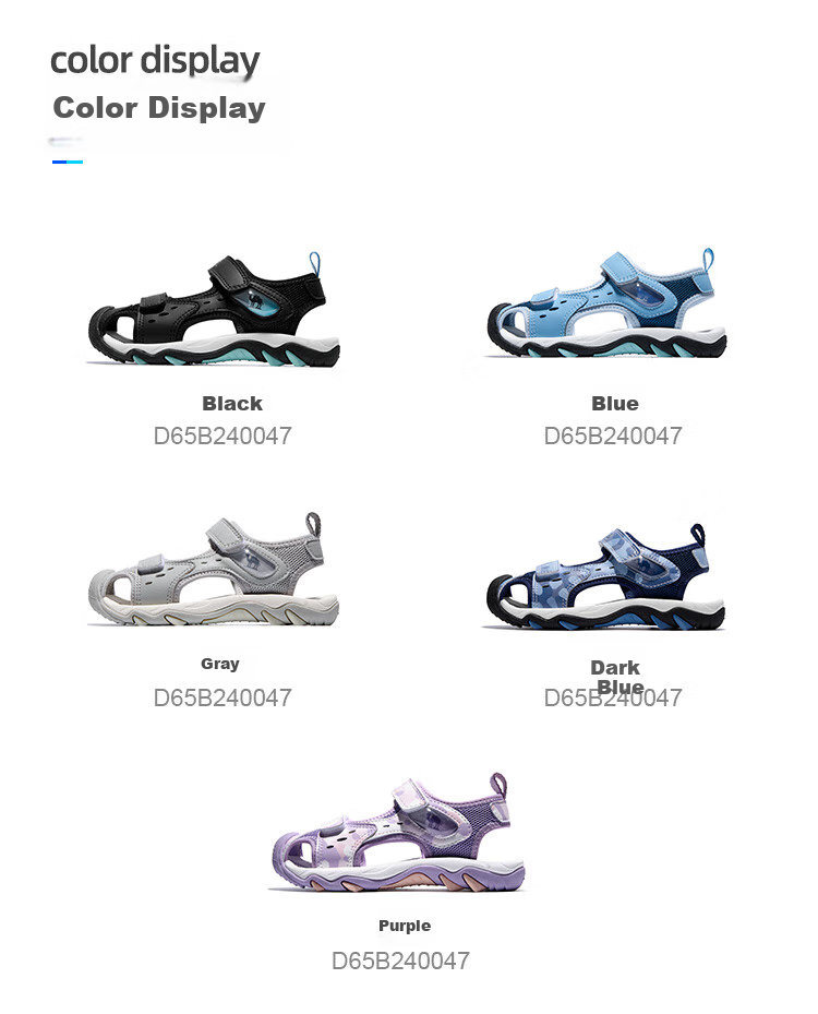 CAMEL Children's Sandals, Summer Beach Shoes, Closed-Toe, Anti-Collision, Non-Slip, Velcro Straps, for Older Childre 15
