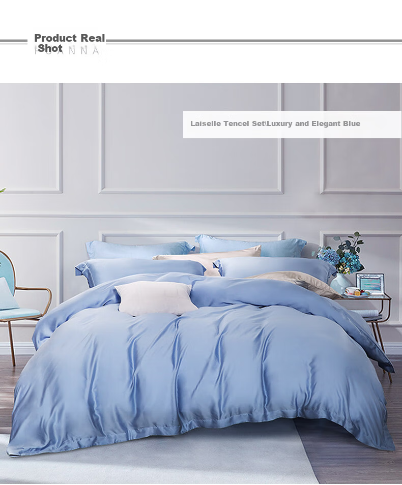 FUANNA Bedding Set 4-Piece A-Class 60s Lyocell Tencel Summer Printed Sheet Quilt Cover Single/Double 203×229cm 11