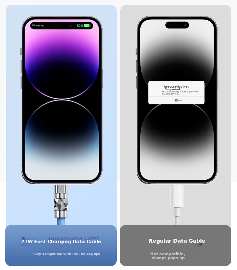 Nengshi Apple Charging Cable, PD Fast Charging 30W Data Cable, Type-C to Lightning Adapter, Suitable for IPhone 14 Pro Max/13/12/11/x/8, Zinc Alloy Thickened Cable, 2 Meters, Blue 14