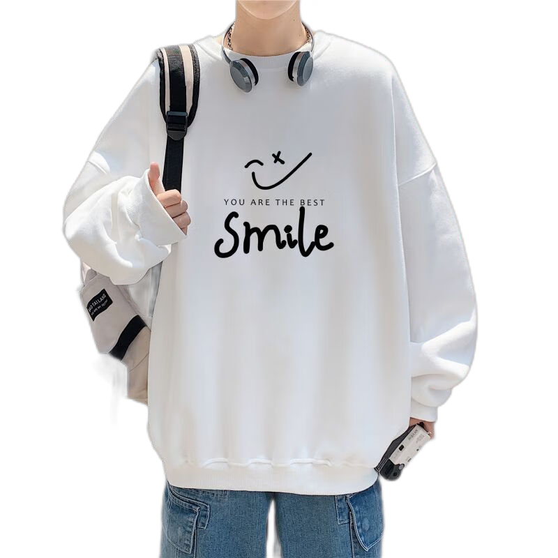 Foss Phil American Vintage Floral Embroidered Crewneck Sweatshirt Men Spring Autumn Loose Casual Top WY013 Obsidian Black 3XL