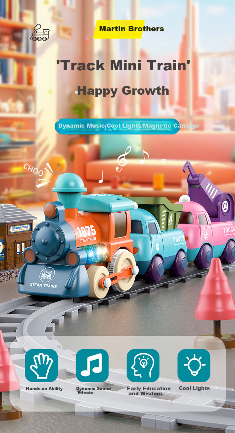 Martin Brother Track Train Toy, Children's Electric Magnetic Car, Construction Vehicle Toy for Boys And Girls 1