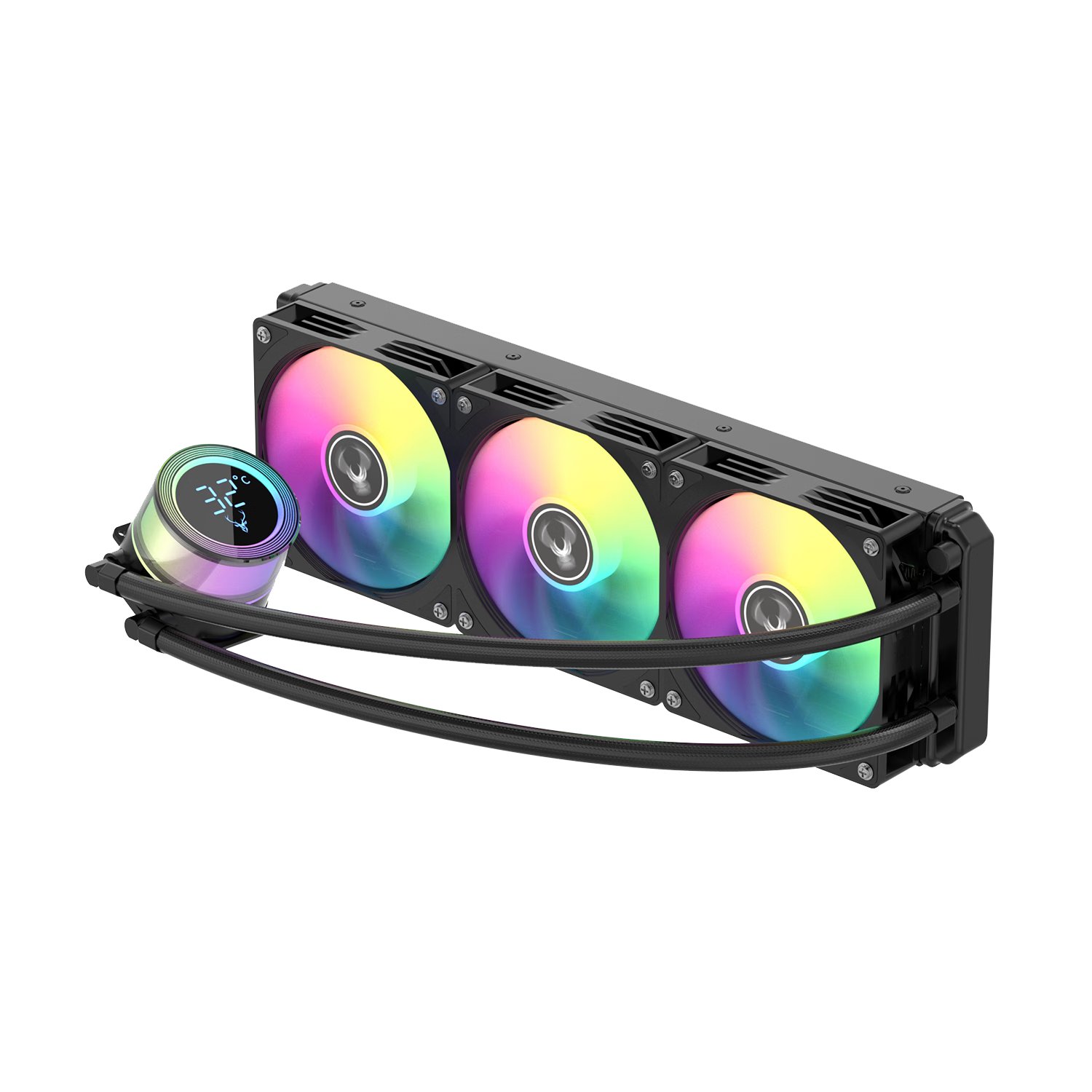 Jingpinlu IceSeal 360 Smart Digital Display Edition Black ARGB Integrated CPU Liquid Cooler (Multi-Platform Mount/ARGB Sync/PWM Fan/Temperature Display)