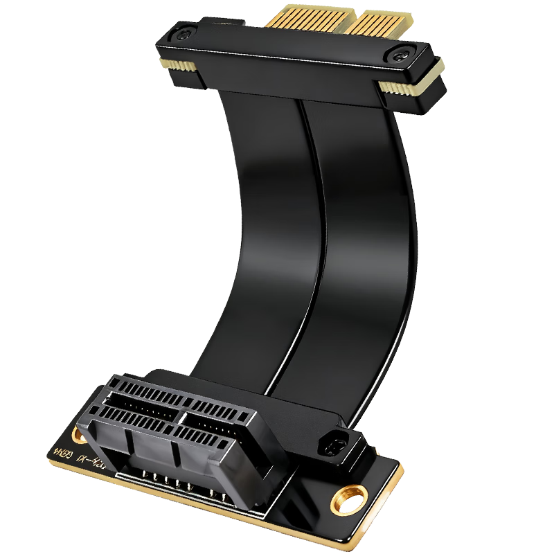 NVV PCI-E 4.0 Extension Cable PCIe X1 Network Card Expansion GEN4 Adapter DMA Connection Cable 5cm Black 90-Degree to 90-Degree