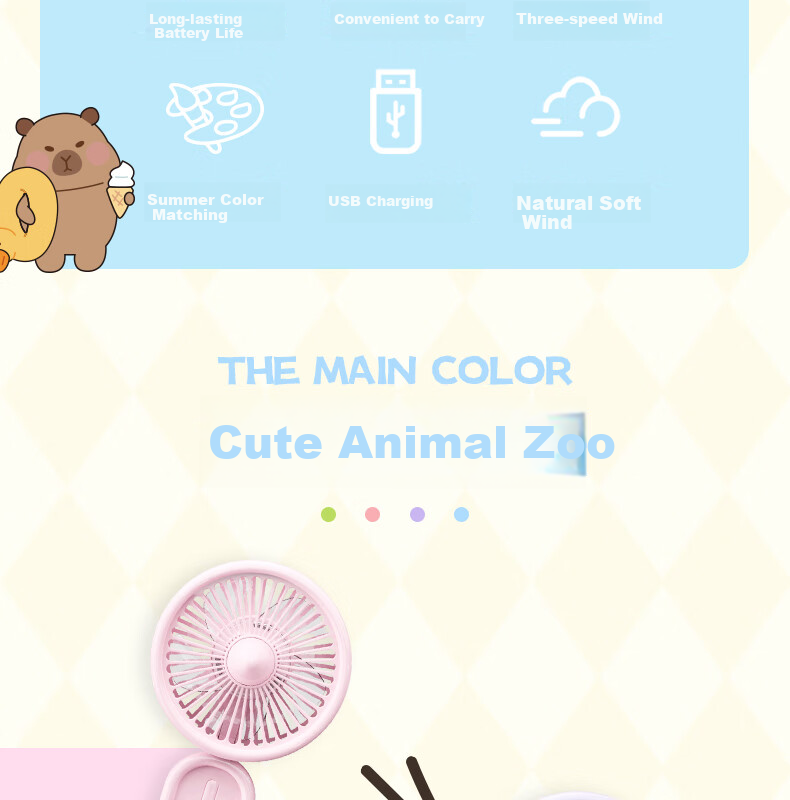 Ouliwen Small Fan for Desktop And Bed Use, Quiet USB Rechargeable Low Noise Portable Mini High-Power Electric Fan for Office Dormitory Air Cooler White 3
