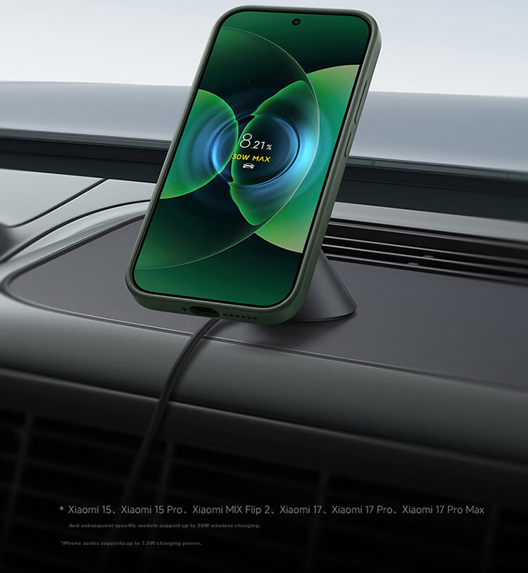 MI [New SU7 Compatible] Car Charger, Super Fast Charging 30W Magnetic Wireless Charging, Car Mount Phone Holder, Suitable for MI 17 IPhone 17 4