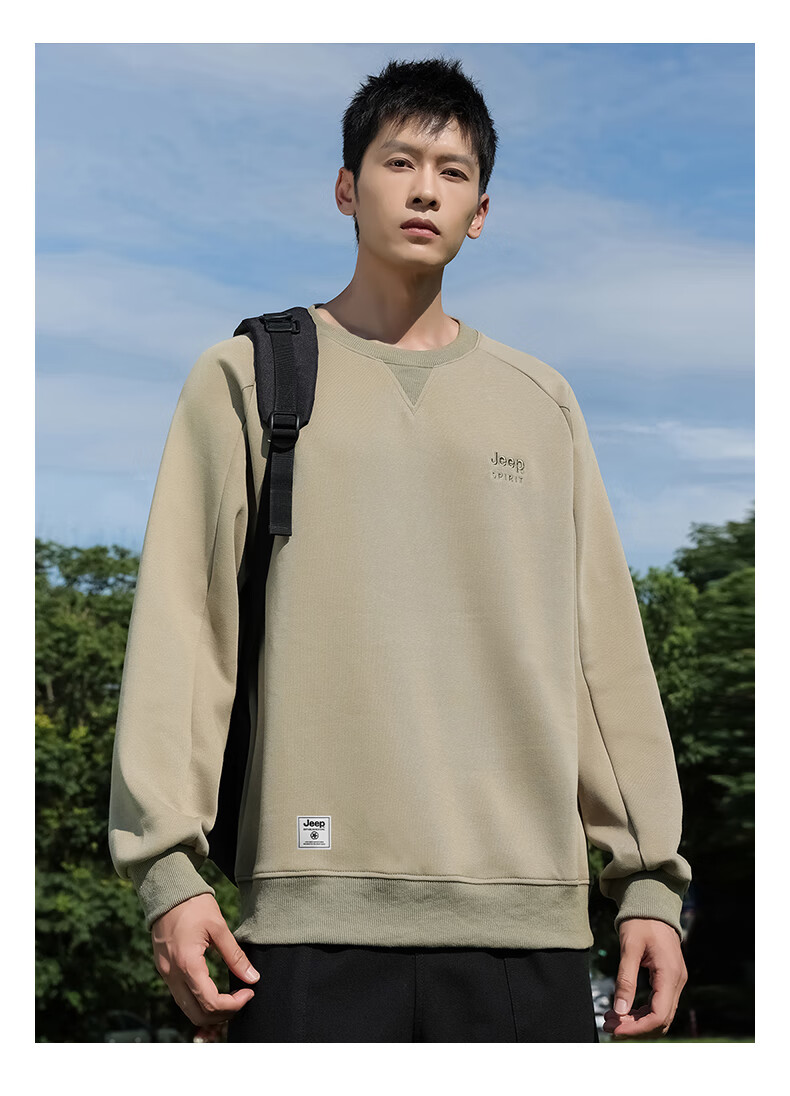 JEEP SPIRIT Men's Sweatshirt, Spring And Autumn Loose-Fit Round Neck Long-Sleeve T-Shirt, Casual Slim-Fit Base Layer Top for Me 5
