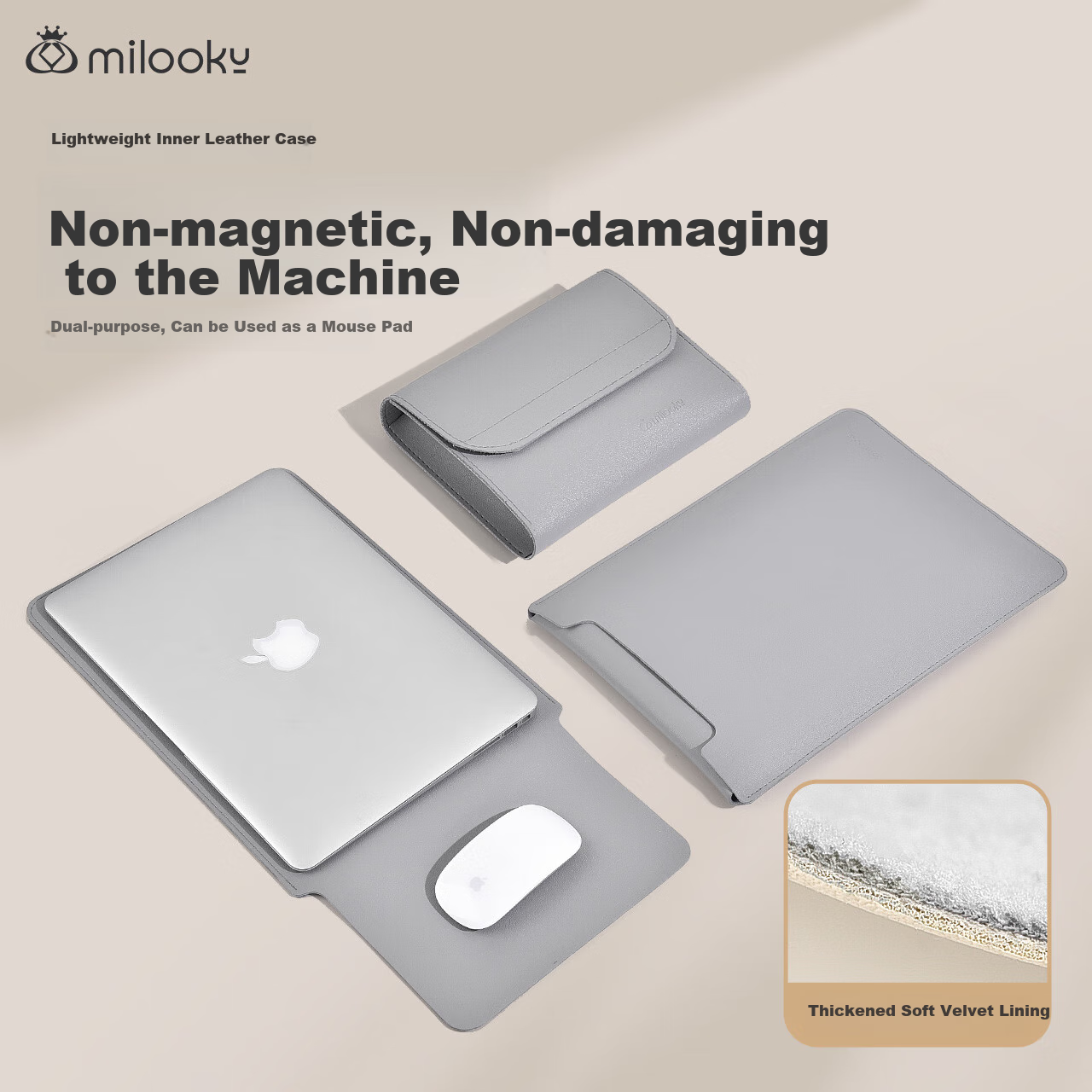 Milooky Laptop Sleeve for 15-Inch, Compatible with Huawei, Apple, Lenovo Xiaoxin Pro 16, Fleece-Lined Protective Case