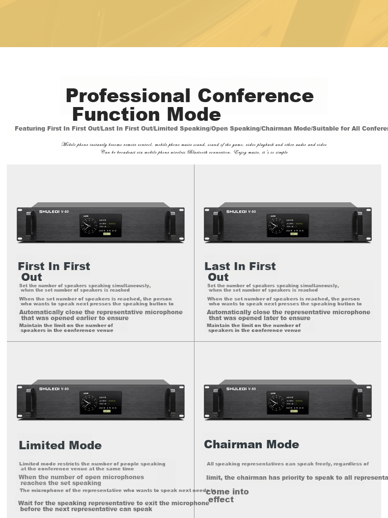 Shuledi V-80A Domestic Wired Handheld Conference Microphone, Meeting KTV Speaker, Square Tube Goose Neck Supporting Network Cable And 8-Pin Dual Interface (8 Microphones + Main Unit) 6