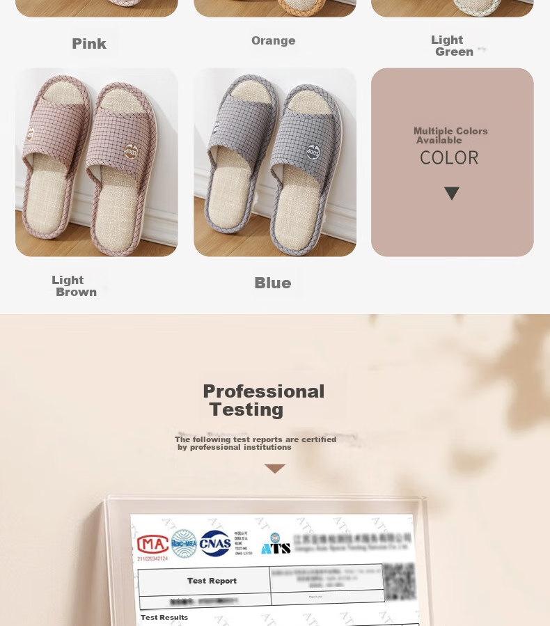 Huameijianbu Linen Slippers, Indoor Non-Slip, All-Season, Sweat-Absorbing, Breathable Cotton And Linen Slippers, HM6106, Gray, Size 42-43 6