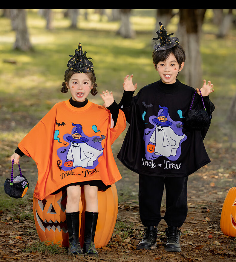 Suhan Tang Halloween Costume Kids Cosplay Boys and Girls Ghost Prank Cartoon Top Bat Shirt (Size S) 12