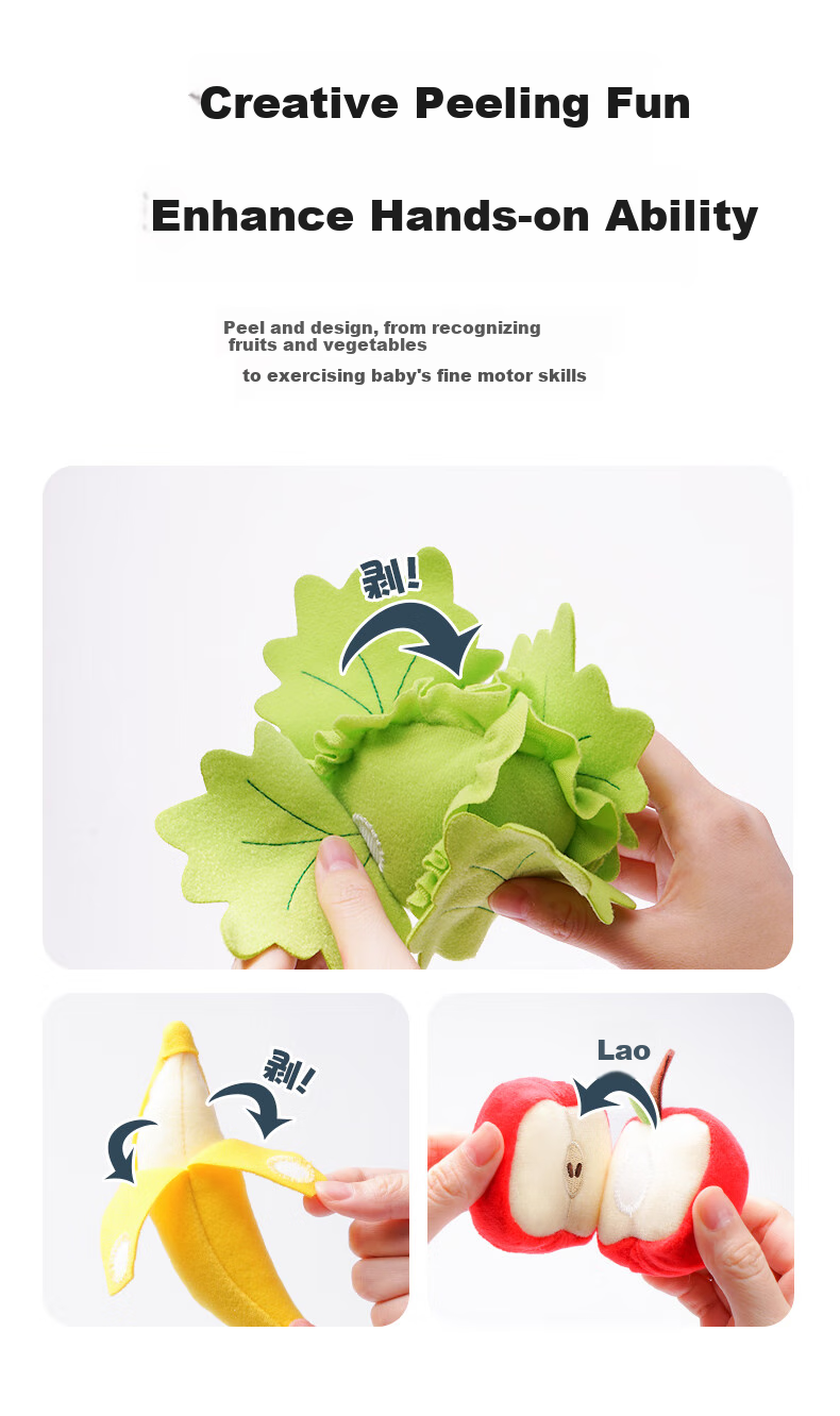 Jollybaby Pull-Out Toy for Babies, Chewable Pretend Play, Early Education Toy with Rattle, My Vegetable Garde 5