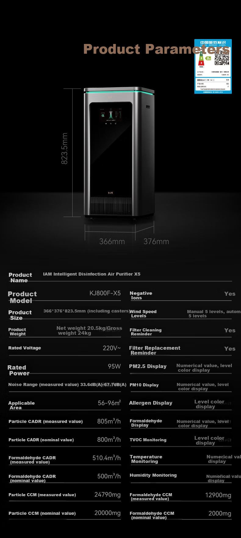 Huawei Zhixuan HarmonyOS Selected IAM Intelligent Disinfection Air Purifier, Huawei X5 Enhanced Version, Long-Lasting Formaldehyde Removal, Bacteria And Virus Elimination, Influenza A Medical-Grade Purification Machine, Gift 13