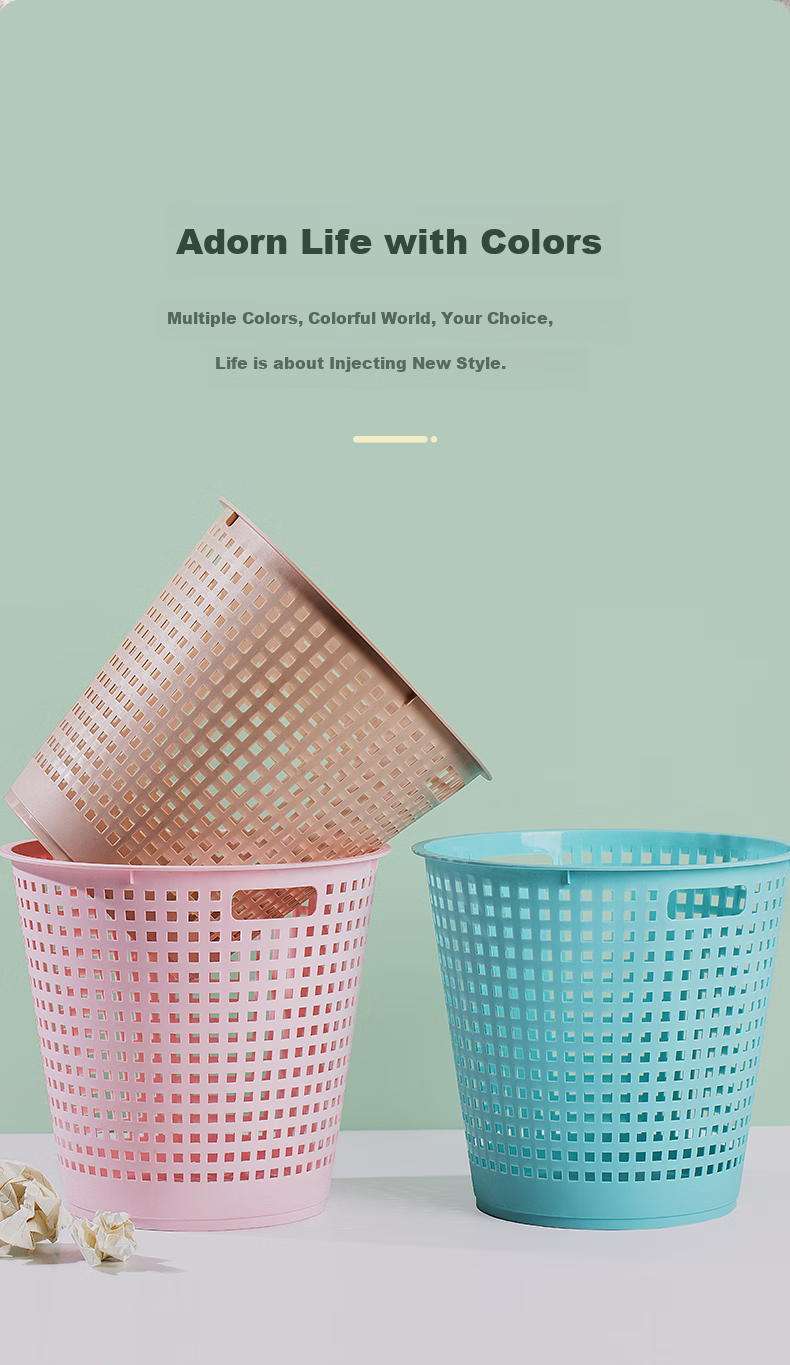 CHAHUA Trash Can, 7L Bathroom Wastebasket, Kitchen Garbage Bin, Living Room Uncovered Portable Garbage Basket 6