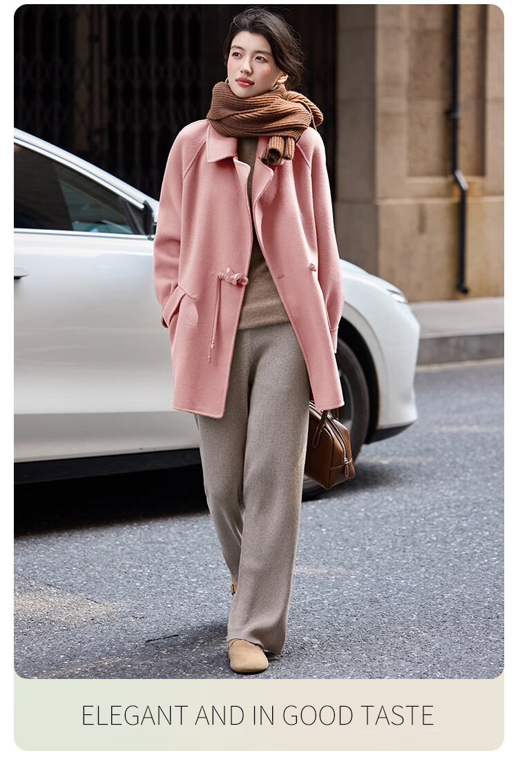 Bailu Elegant 100% Wool Coat 2025 Winter New Suit Collar Simple Mid-Length Double-Faced Woolen Women Black S 12