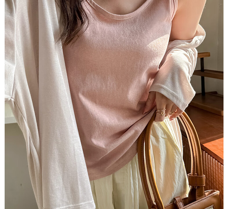 LangSha Korean Style Small Strap Vest Women Snowflake Cotton Sexy V-Neck Base Layer Outerwear Fashion Loose Belly Cover Top Female 24