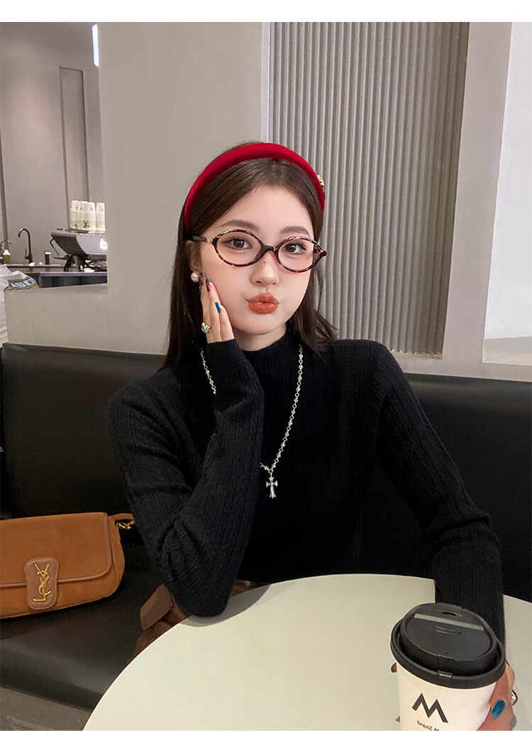 YUZHAOLIN Apricot Half Turtleneck Base Shirt Women's Little Chanel Style Inner Wear 2025 Autumn Winter New Sweater Knit Top 5