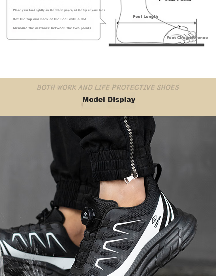 Dinggu Safety Shoes for Men, Lightweight All-Season Anti-Smashing Anti-Puncture Steel Toe Work Boots with Smart Buckle JD8071C41 12