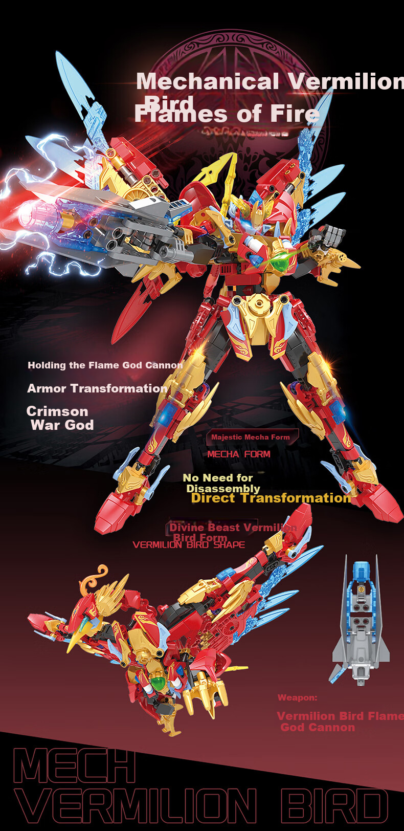 F5 Qinglong Transforming Mecha Model Building Blocks, Assembly Robot Gundam Toy, Birthday Gift for Boys And Girls 6