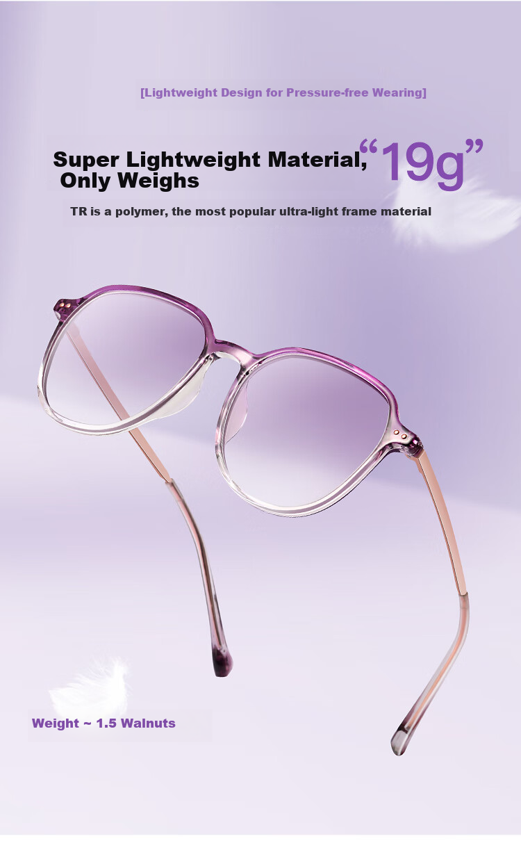 Mr. PuTian Anti-Blue Light Reading Glasses for Women, Bifocal Progressive Purple High-End Reading Glasses, 200 Degrees (For Ages 55-59) 6
