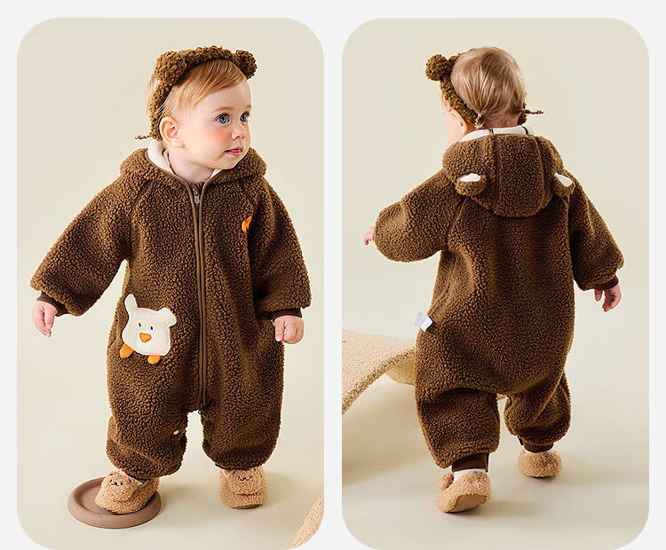 Minibala Baby Clothes Newborn Fleece Lined Hooded Romper Jumpsuit Red Christmas Outfit 2025 Winter Edition 8