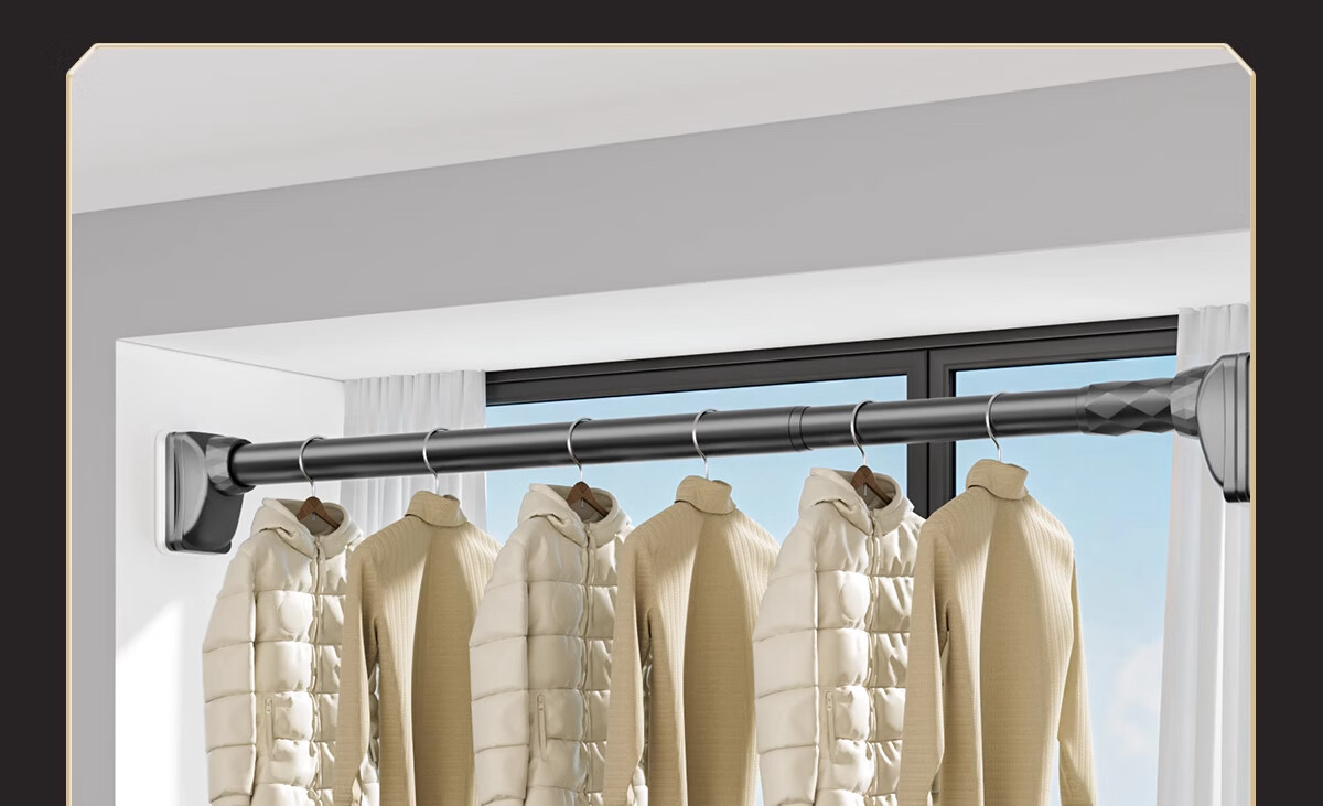 MYMOODHOUSE Telescopic Clothes Drying Rod No-Drill Bathroom Shower Curtain Rod Curtain Rod Clothes Hanger Adjustable 70-120cm 20