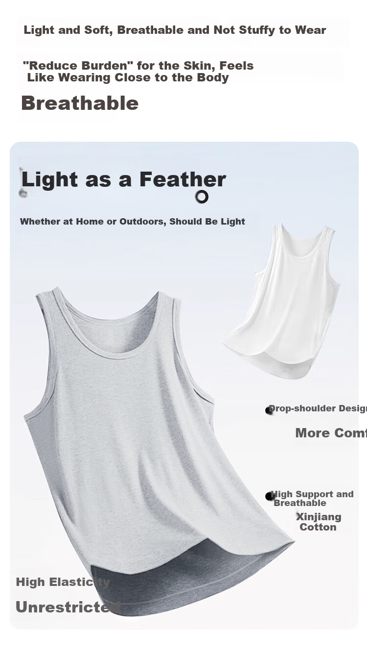 Yalu 2-Pack Men's Pure Cotton Tank Top, Sports Fitness Running Hurdles Undershirt, Sleeveless T-Shirt, Versatile Breathable Sweat-Absorbing Top 5