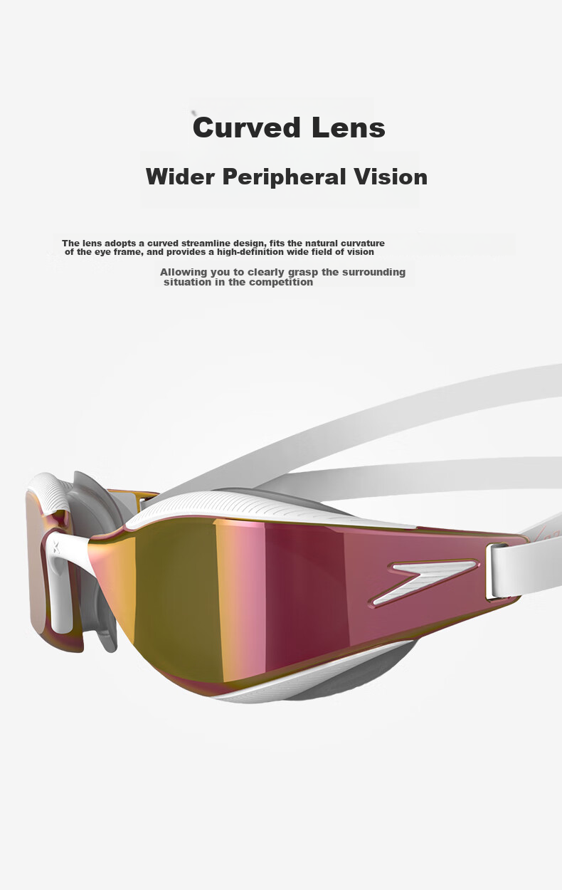Speedo Fastskin Ultra Platinum Series Racing Training Anti-Fog Coated Swimming Goggles, Light White 6