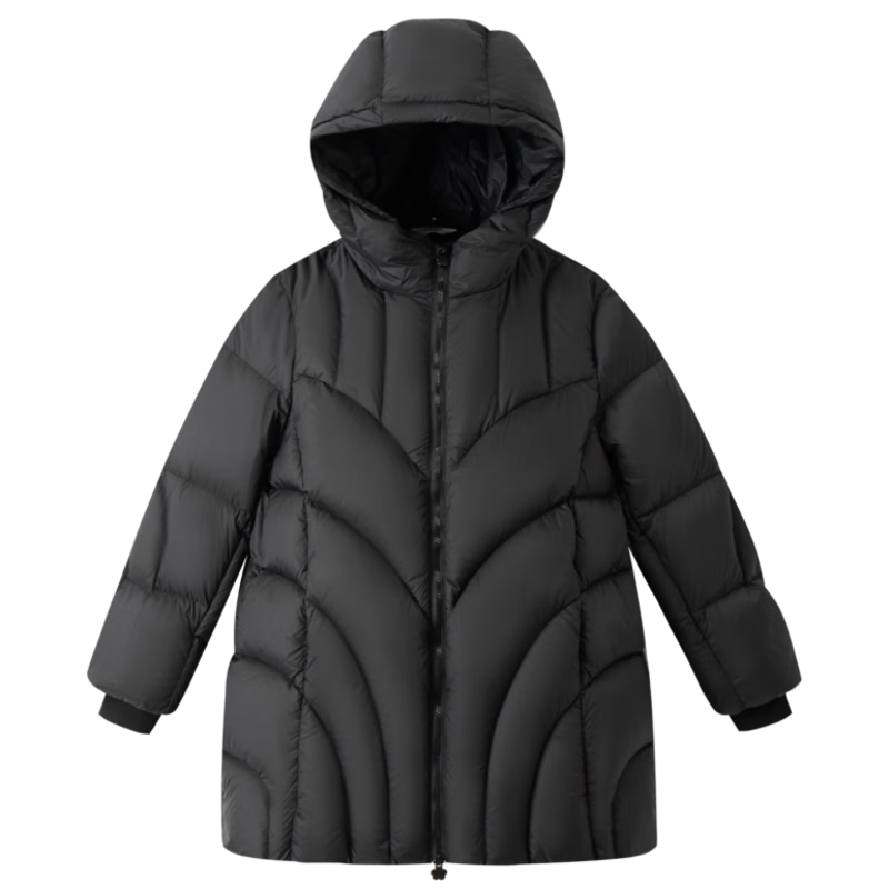 Annil Kids Girls Mid-Length Down Jacket 2025 Winter New Black 170cm