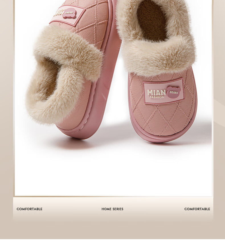 YUZHAOLIN Unisex Winter Cotton Slippers Elderly Plush Fleece Warm Back-Covered Cotton Shoes YR478 Gray 1