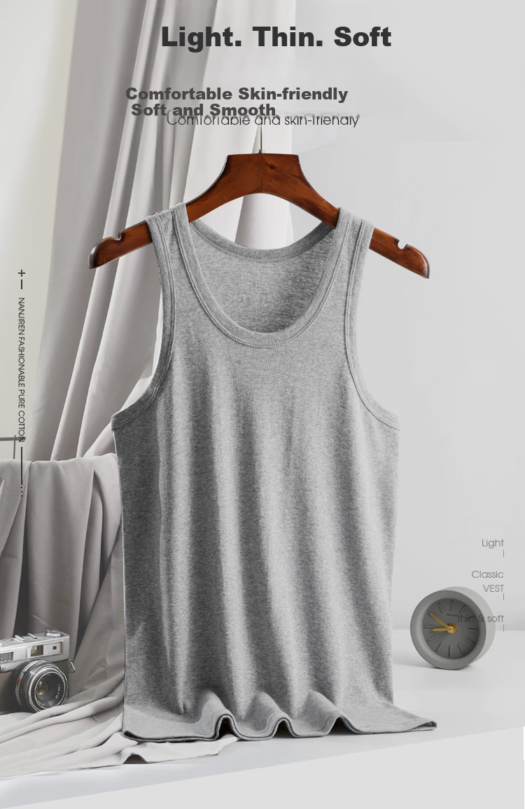 Hengyuanxiang [3-Pack] Men's Tank Top, Autumn Thin Pure Cotton Elastic Slim-Fit Undershirt, Trendy Sports Camisole for Me 2