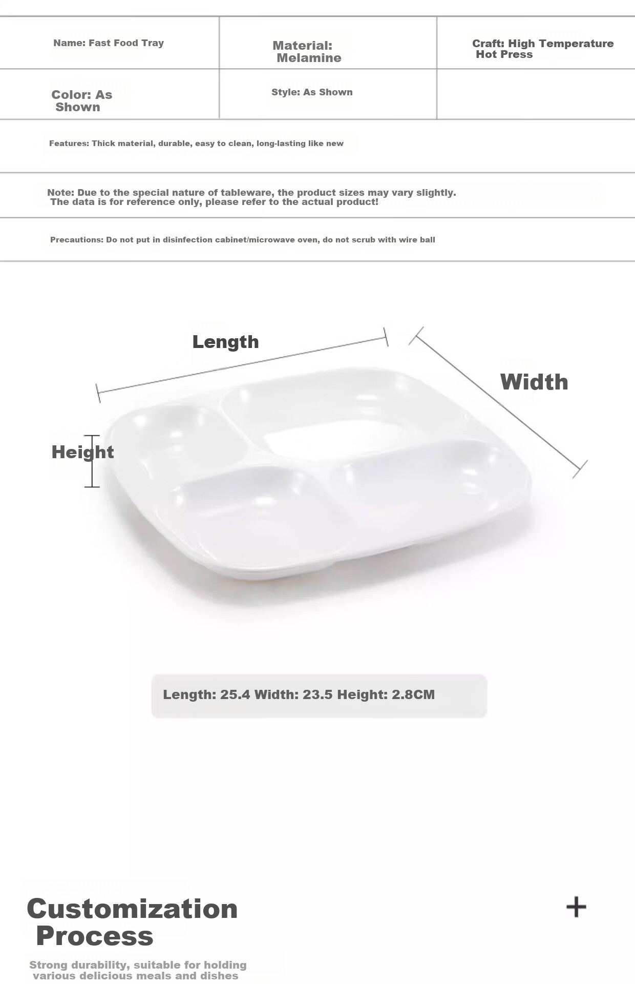 Chuwanya Melamine Fast Food Tray, Round Six-Compartment Imitation Porcelain Serving Plate, Commercial Use for Factories And School Cafeterias, Tableware And Meal Box 9