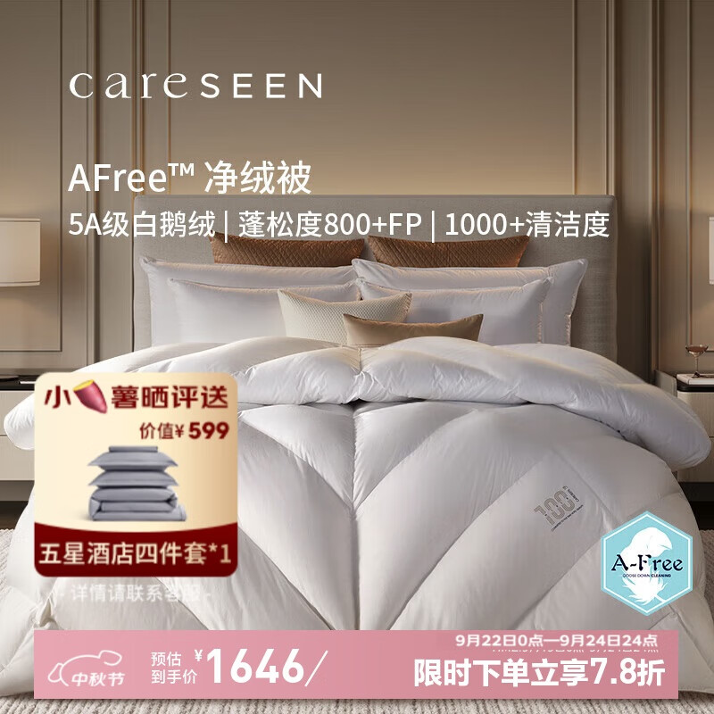 Kangerxin AFree Pure Cotton 120S 95% White Goose Down Air-Conditioning Quilt Spring Summer Quilt 182g Filling