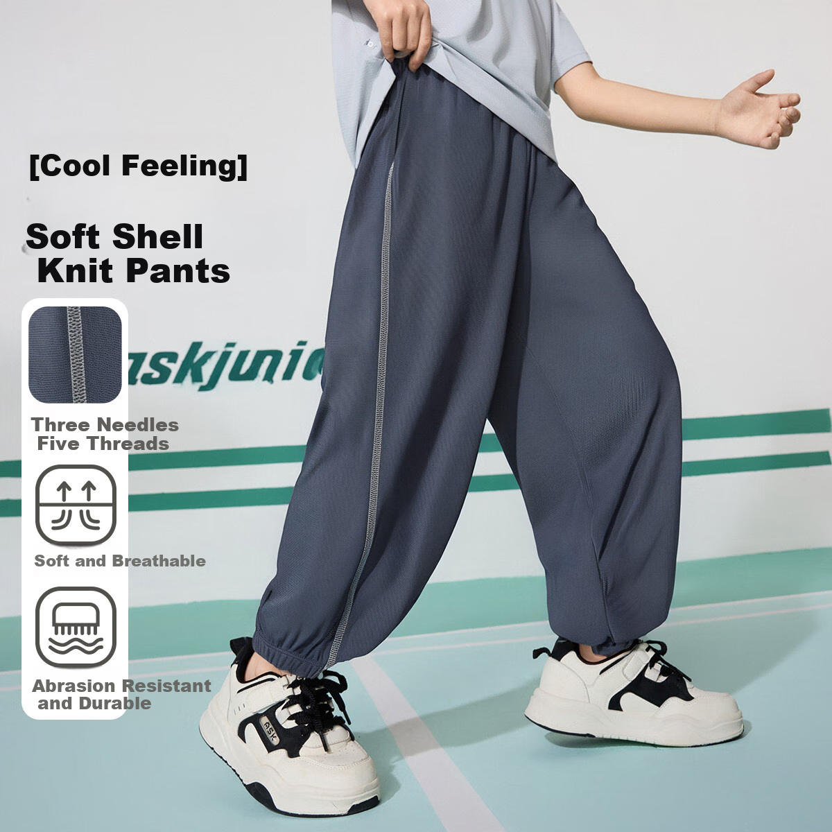 ASK JUNIOR Children's Pants, Summer Youth Skin-Friendly Running Sports Casual Pants, Unisex Tapered Leg Pants with Mosquito-Repellent Features 1