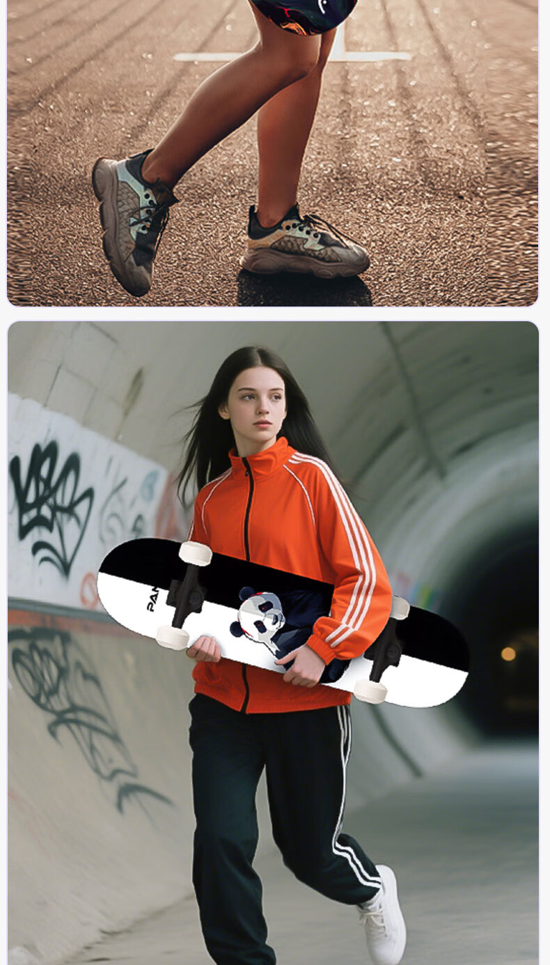 HEAD Skateboard Adult Double Kickboard Beginner Professional Four-Wheel Cruiser Street Commuter Youth Kids New Year Gift 14