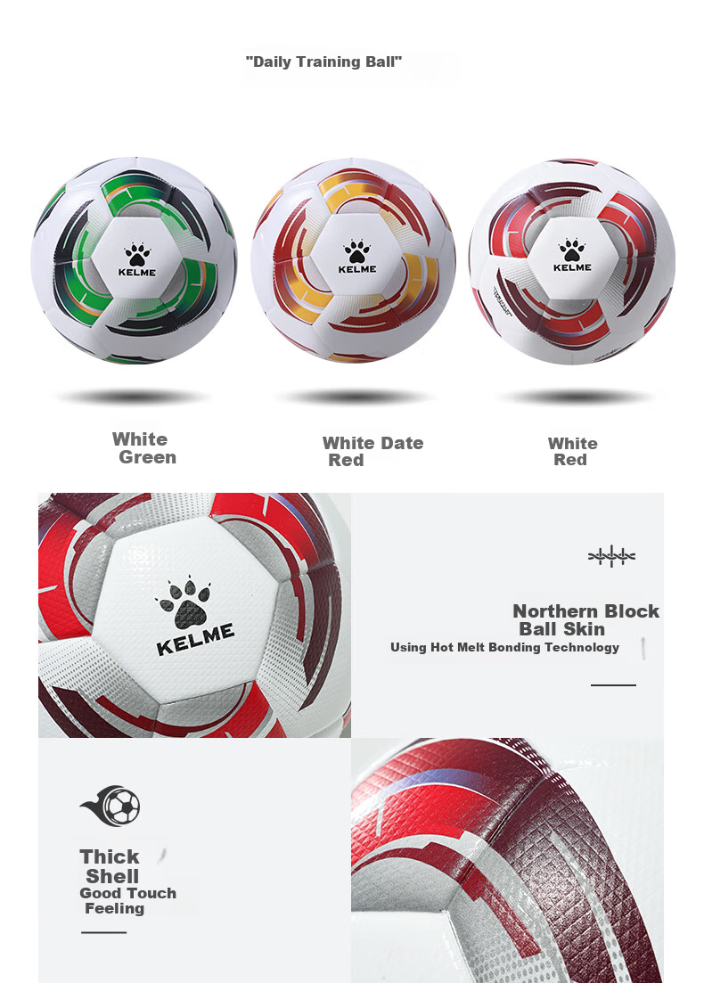 KELME Hot-Melt Soccer Training Match Children's Size 4 Ball, Asian Cup VORTEXAC Wind Fire Wheel, White And Red Size 4 11