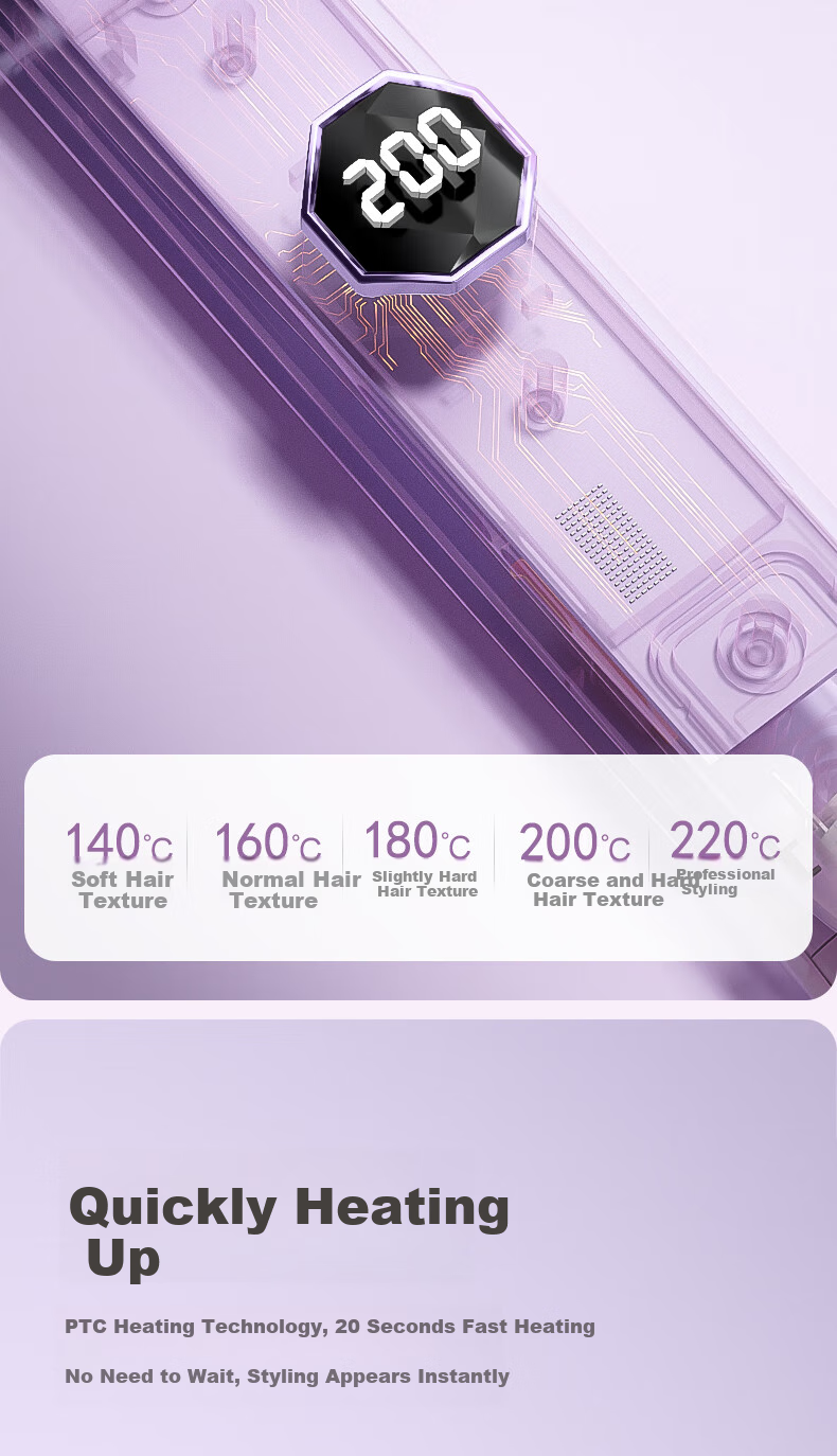 AUX Straight And Curled Hair Iron with Negative Ion, Hair-Friendly, Anti-Scalding, Dual-Use for Straight And Curly Hair, Five Temperature Settings, Bangs Clip, High Crown Volumizing Tool, Curling Iron, 520 Gift 14