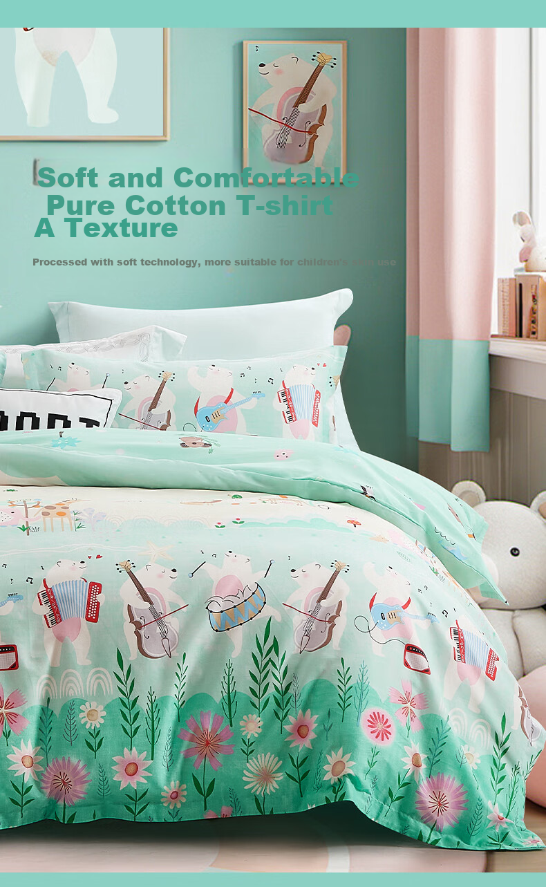 Fuannaertong Bedding Set, 100% Pure Cotton, Class A Baby Bedding, Includes Bed Sheet And Duvet Cover, Suitable for Dormitory Use, for 1.2-Meter Bed 6
