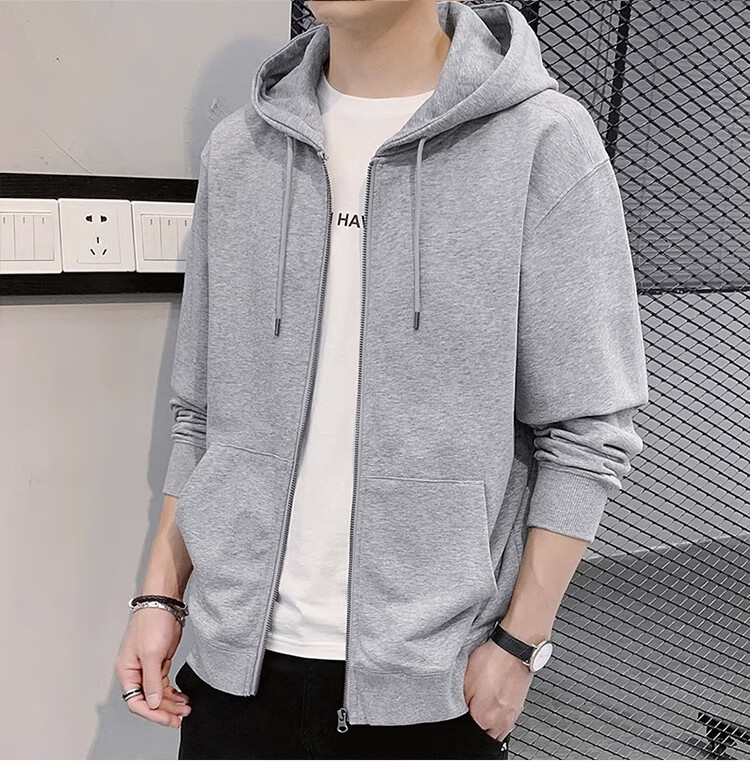 GLM Hoodie Jacket for Men, Spring And Autumn Season, Loose Casual Knitted Cardigan, Sports Jacket, Gray, XL 19