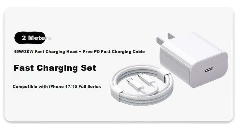 DIVI Apple 45W Charger Set for iPhone 17/16/15 Pro Max GaN Fast Charger Type-C Quick Charge Adapter Original 2m Data Cable 6