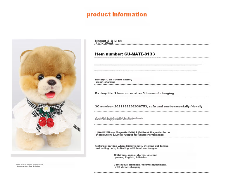 Tiantianwang Milk Drinking Pomeranian Dog Children's Toy for Girls And Boys Aged 3-6, Smart Robot Dog Educational Toy Birthday Gift Box 6
