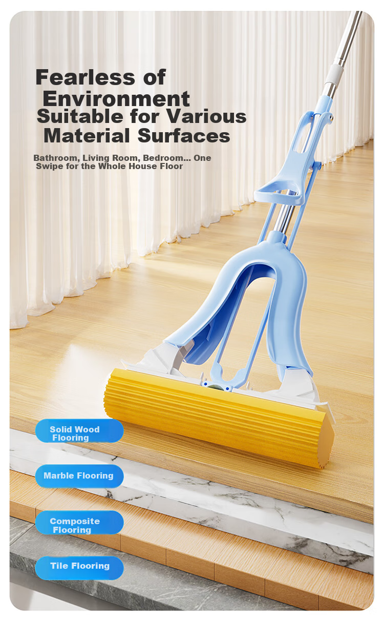 MARYYA Large Sponge Mop, 38cm with Two Heads, Extended Handle, Absorbent Sponge, Household All-In No-Hand Cleaning, 2026 Floor Mopping Cloth 10