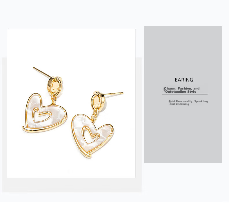 Qlady Sweet Heart Earrings for Women, Elegant Silver Studs with High-End Feel, Luxurious Niche Spring Earrings, Birthday And New Year Gift 9