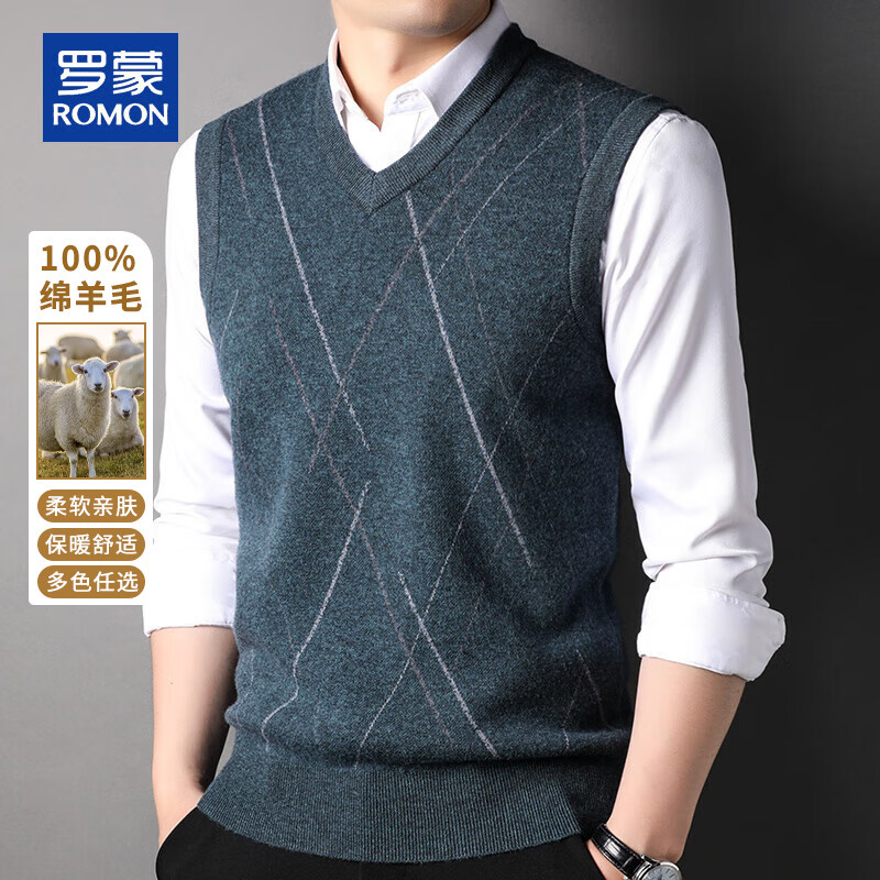 Мужской жилет ROMON из 100% шерсти, утепленный, без рукавов, повседневный вязаный свитер, осень-зима 2025