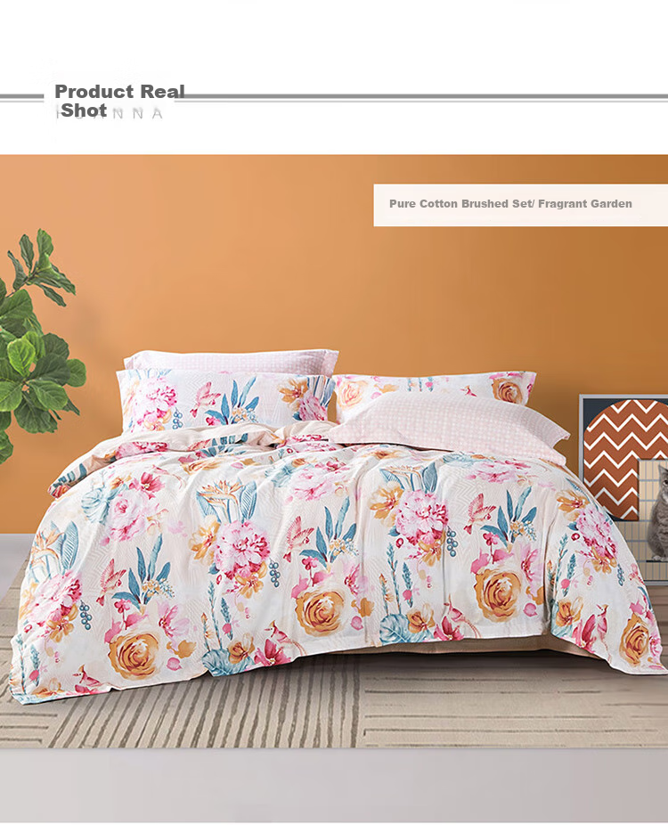 FUANNA Bedding Set, Pure Cotton Brushed Fabric 100% Double-Sided Bed Sheet And Duvet Cover, Single Or Double Size 203*229cm 12
