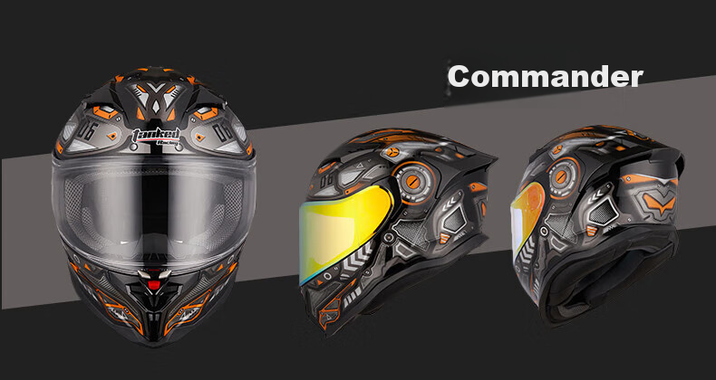 Tanked Racing Motorcycle Helmet, Full-Face T153S Black Future Technology [Duck Co-Branded Edition], XL 16