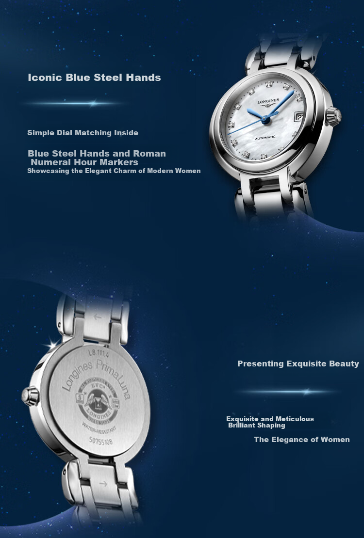 LONGINES Swiss Watch, Heart Moon Series, Women's Steel Strap Quartz Watch L81224716 4